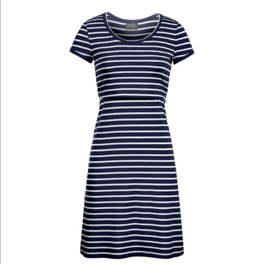 Casual Stripe Maternity Nursing Dress